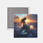 Sunset Mermaid Magnet (Vorderseite/Rückseite)