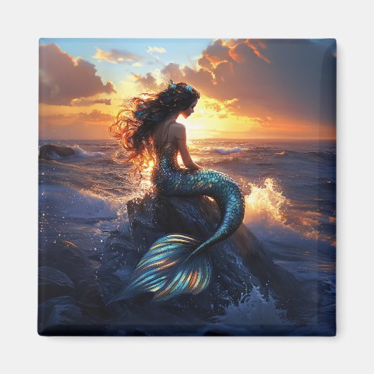 Sunset Mermaid Magnet (Vorne)