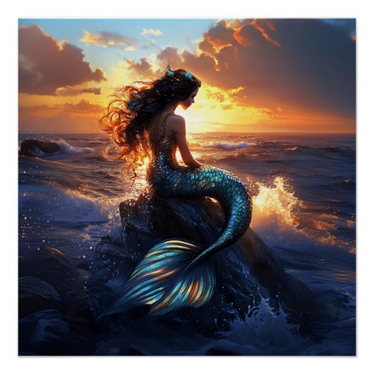 Sunset Mermaid Poster (Vorderseite)