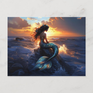 Sunset Mermaid Postkarte