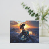 Sunset Mermaid Postkarte (Stehend Vorderseite)