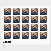 Sunset Mermaid Quadratischer Aufkleber (Blatt)