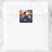 Sunset Mermaid Quadratischer Aufkleber (Tasche)