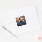 Sunset Mermaid Quadratischer Aufkleber (Umschlag)