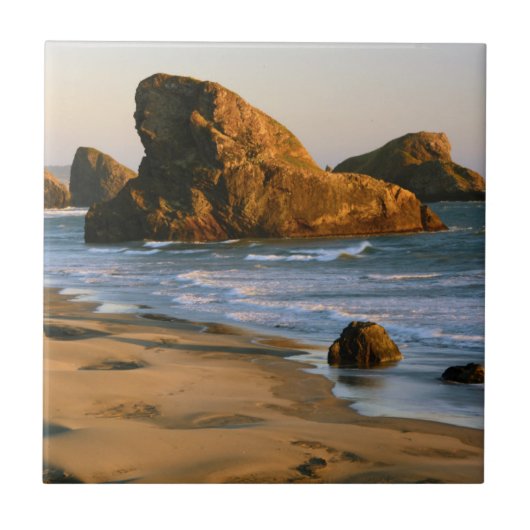 Sunset, Meyers Beach, Oregon, USA Fliese (Vorderseite)