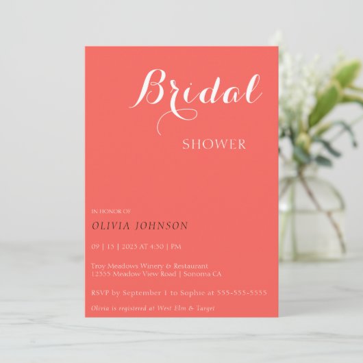 SUNSET Minimal Bridal Dusche Einladung (Stehend Vorderseite)