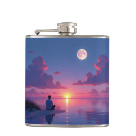 Sunset moonrise caribbean flachmann