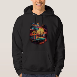 Sunset Motel - Öffnet die ganze Nacht Retro-Design Hoodie