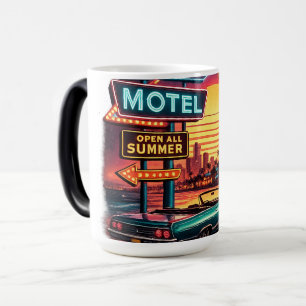 Sunset Motel - Öffnet die ganze Nacht Retro-Design Verwandlungstasse