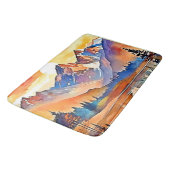 Sunset Mountain Art Design Badematte (Schrägansicht)