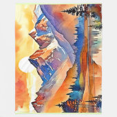 Sunset Mountain Art Design Fleecedecke (Vorderseite)