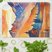 Sunset Mountain Art Design Geschirrtuch (Gefaltet)