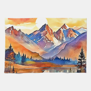 Sunset Mountain Art Design Geschirrtuch