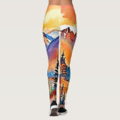 Sunset Mountain Art Design Leggings (Rückseite)