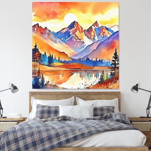 Sunset Mountain Art Design Leinwanddruck (Insitu (Schlafzimmer))