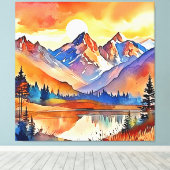 Sunset Mountain Art Design Leinwanddruck (Insitu (Holzboden))