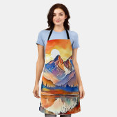 Sunset Mountain Art Design Schürze (Getragen)