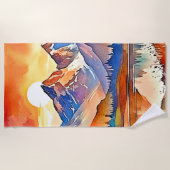 Sunset Mountain Art Design Strandtuch (Vorderseite)