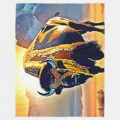 Sunset Mountain Bison Art Design Fleecedecke (Vorderseite)