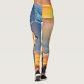 Sunset Mountain Bison Art Design Leggings (Rückseite)