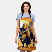 Sunset Mountain Bison Art Design Schürze (Getragen)