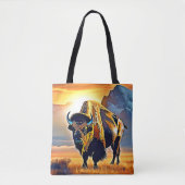 Sunset Mountain Bison Art Design Tasche (Vorderseite)