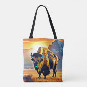 Sunset Mountain Bison Art Design Tasche (Rückseite)