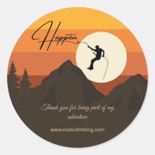 Sunset Mountain Climbing Danke für Ihr Abenteuer Runder Aufkleber