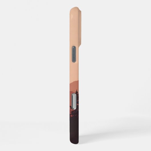 Sunset Mountain Forest Nature Illustration iPhone Hülle (Rechte Seite)