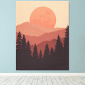 Sunset Mountain Forest Nature Illustration Leinwanddruck (Insitu (Holzboden))