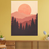 Sunset Mountain Forest Nature Illustration Leinwanddruck (Insitu (Wohnzimmer))