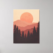Sunset Mountain Forest Nature Illustration Leinwanddruck (Vorderseite)
