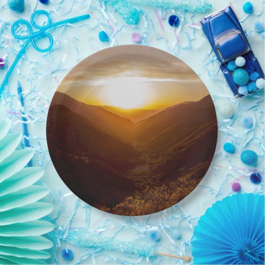 Sunset Mountain Foto Pappteller (Party)