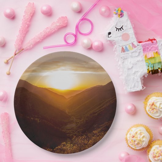 Sunset Mountain Foto Pappteller (Party)