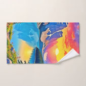 Sunset Mountain Lake Majestät Kunst Badhandtuch Set (Handtuch)