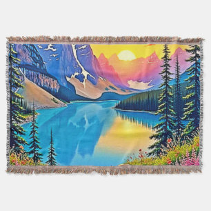Sunset Mountain Lake Majestät Kunst Decke