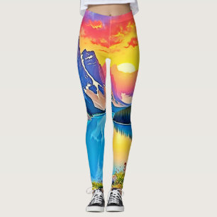 Sunset Mountain Lake Majestät Kunst Leggings