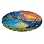 Sunset Mountain Lake Majestät Kunst Schneidebrett (Ecke)