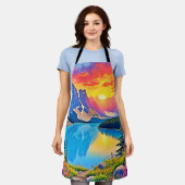 Sunset Mountain Lake Majestät Kunst Schürze (Getragen)