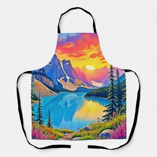Sunset Mountain Lake Majestät Kunst Schürze (Vorderseite)