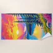 Sunset Mountain Lake Majestät Kunst Strandtuch (Vorderseite)