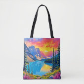 Sunset Mountain Lake Majestät Kunst Tasche (Vorderseite)