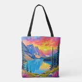 Sunset Mountain Lake Majestät Kunst Tasche (Rückseite)
