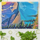 Sunset Mountain Lake Majesty Art Geschirrtuch (Gefaltet)