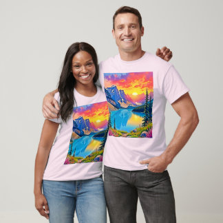 Sunset Mountain Lake Majesty Art T-Shirt