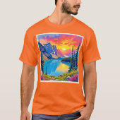 Sunset Mountain Lake Majesty Art T-Shirt (Vorderseite)