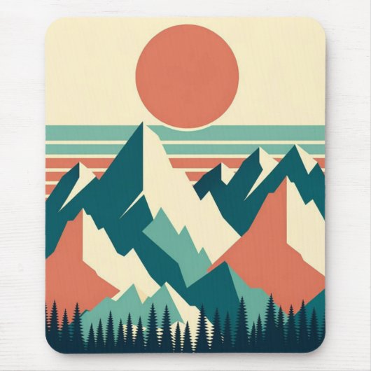 Sunset Mountain Peaks Retro Mouse Pad Mousepad (Vorne)