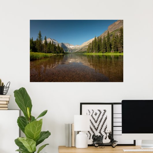 Sunset Mountain Reflektion | Glacier National Park Poster (Heimbüro)