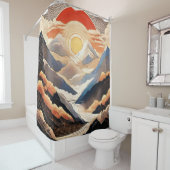 Sunset Mountain Sky japanischer Duschvorhang (Beispiel)