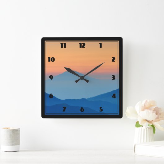 Sunset Mountains Abstract Landscape Quadratische Wanduhr (Zuhause)
